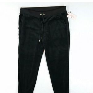 Women's Juicy Couture Velour Pants Size L Black Sweat Yoga Jogger Tracksuit Y2K